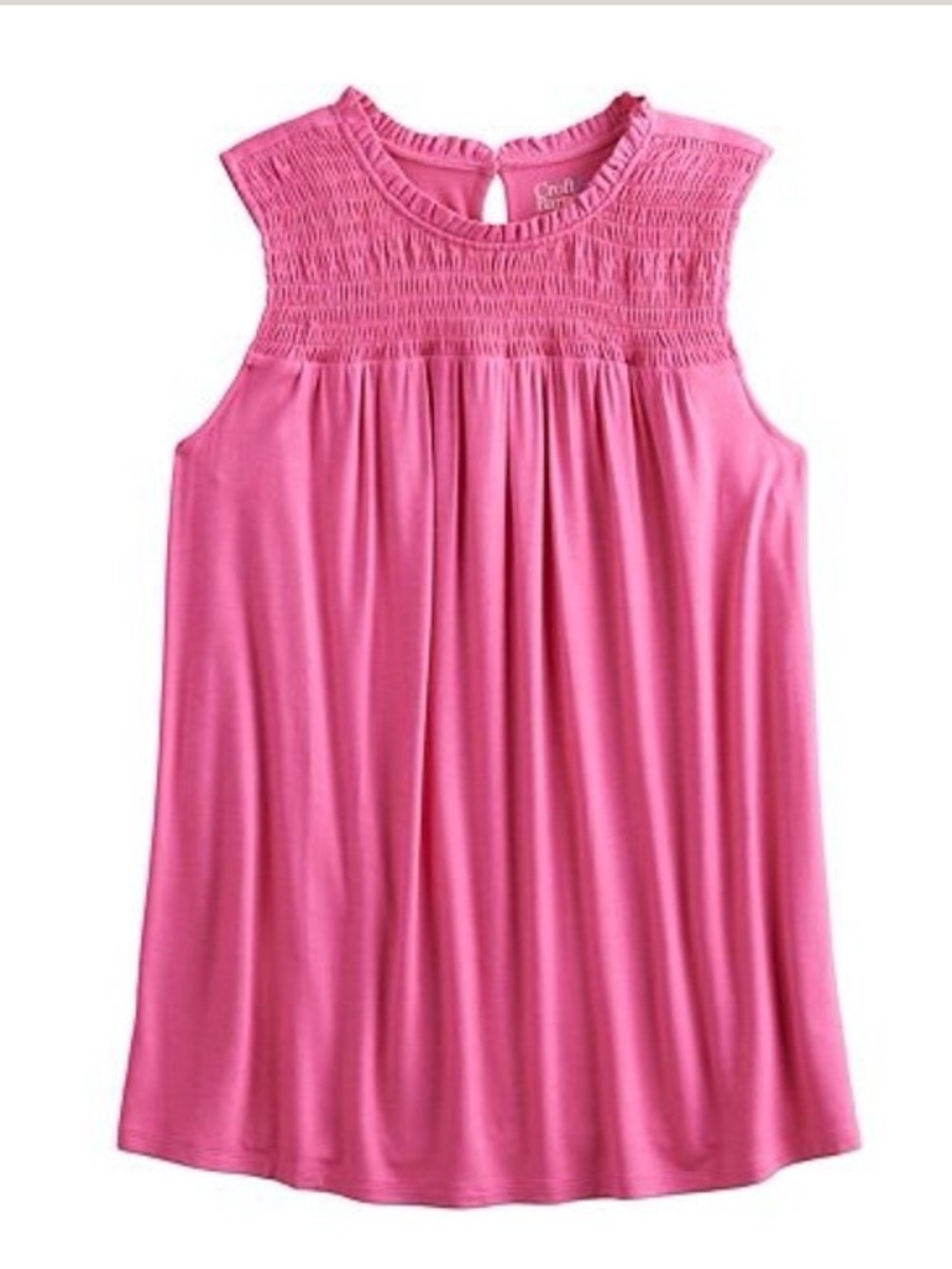 Croft & Barrow Smocked Sleeveless Tank Top 1X Destiny Pink
